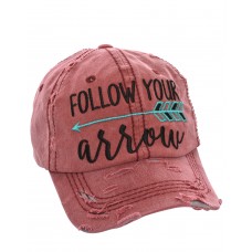 Adjustable Follow Your Arrow Turquoise Distressed Baseball Hat Cap Pink Red   eb-76915633